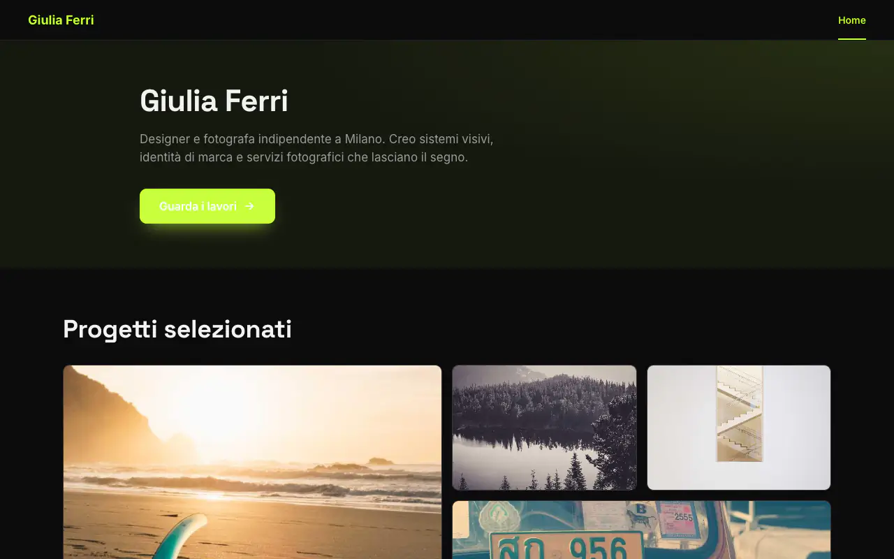 Esempio di sito: portfolio
